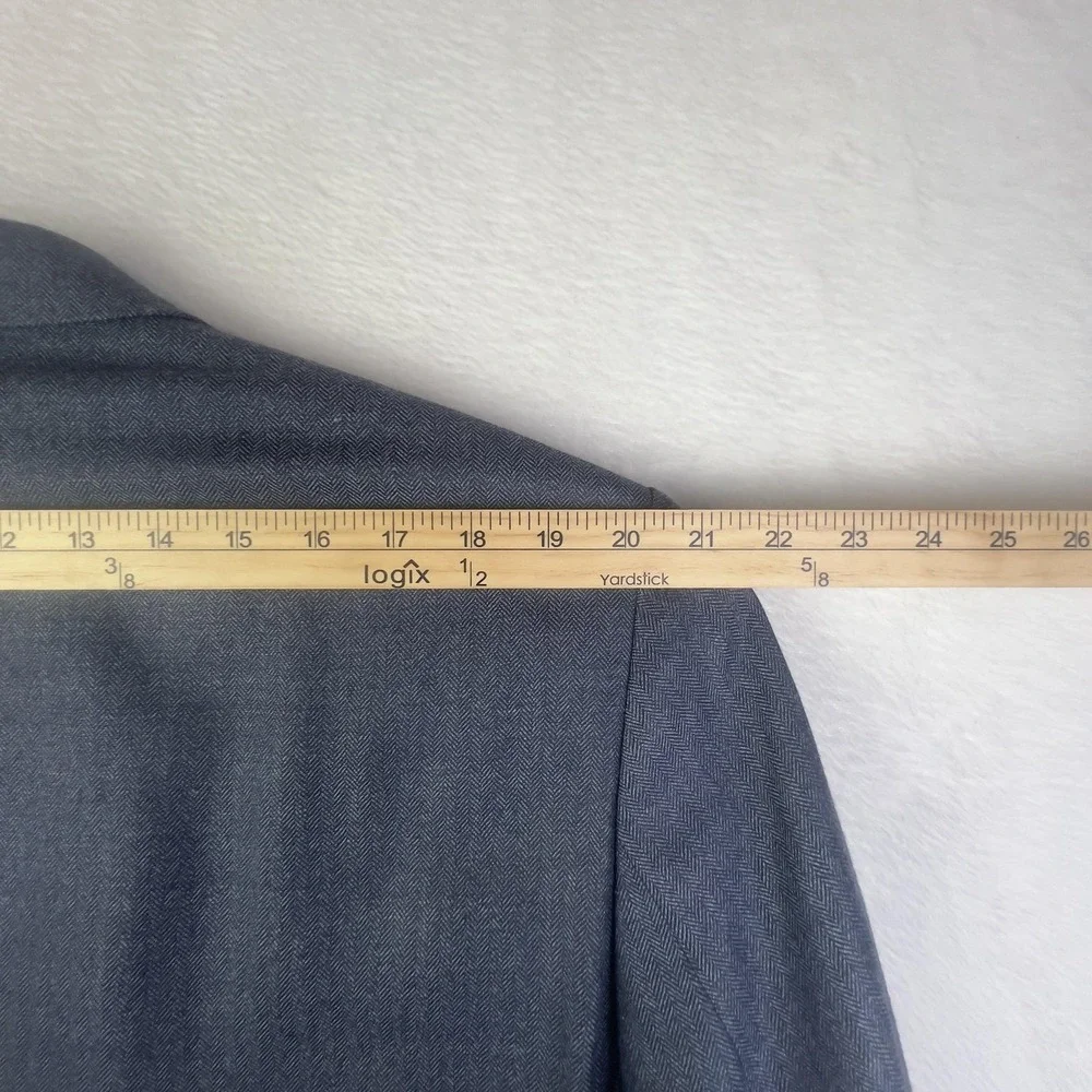 Lauren Ralph Lauren Blazer Mens 46R Blue Silk Wool Herringbone Sport Coat Jacket